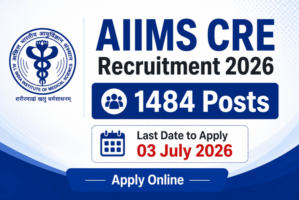 AIIMS CRE Recruitment 2026 – Apply Online for 1484 Group B and Group C Posts aiims cre recruitment 2026
