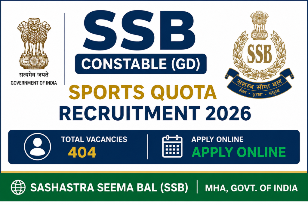 central government sports quota jobs 2026