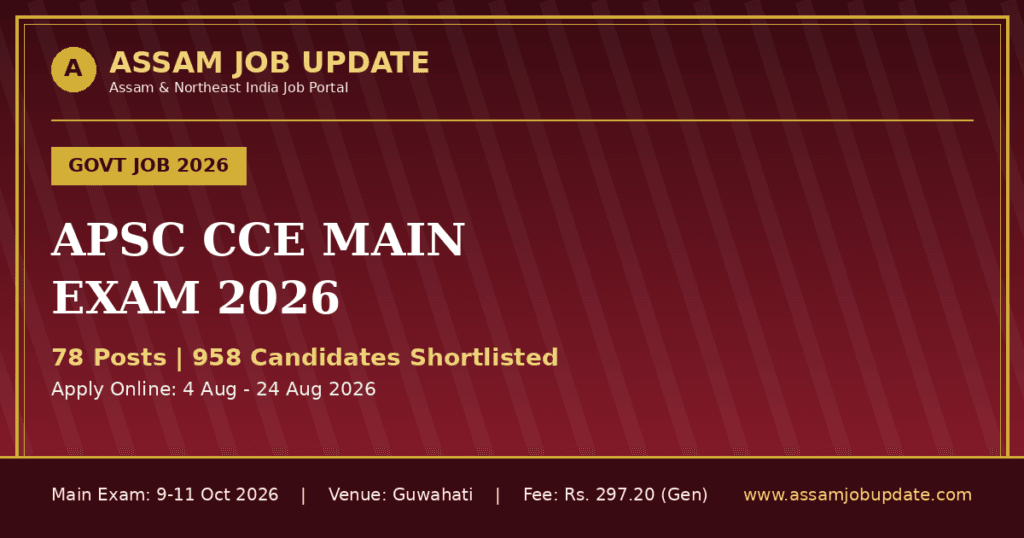APSC CCE Exam 2026 official notification