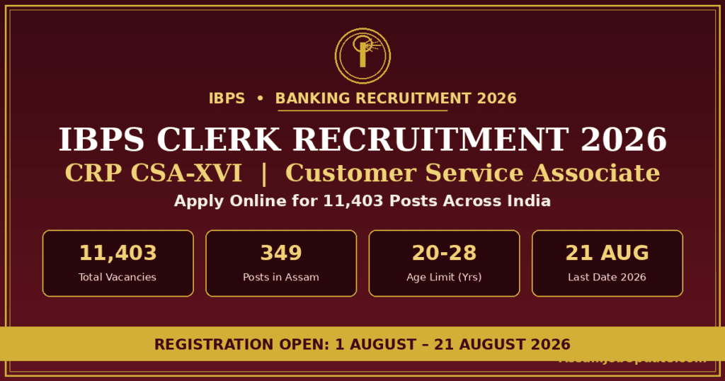 IBPS Clerk Recruitment 2026 CRP CSA-XVI notification