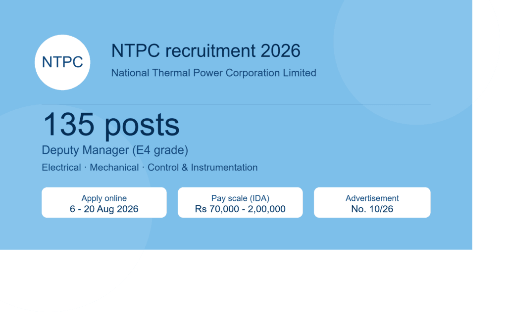 NTPC Recruitment 2026 Deputy Manager official notification
